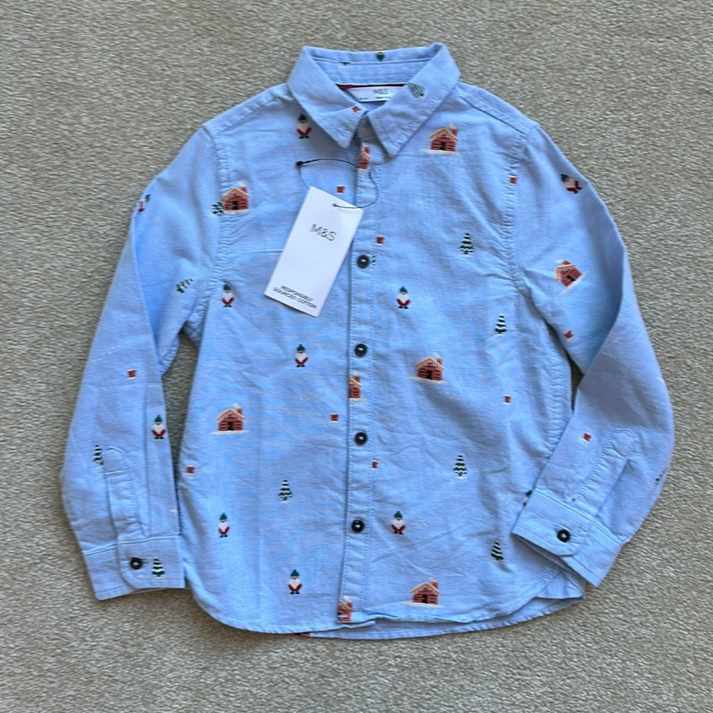 Christmas themed long sleeve button down.